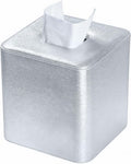 GORESE PU Leather Tissue Box Cover Square, Decorative Tissue Box Holder for Kleenexs, Tissue Cover for Vanity, Bathroom, and Office, Elegant Shimmer Cube Tissue Box (Silver)