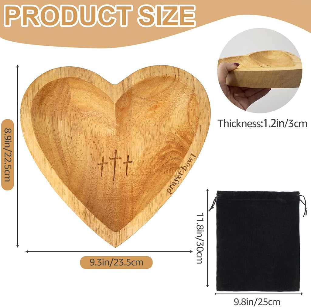 Prayer Bowl with 24 Blessing Cards, Heart Prayer Bowl Wooden