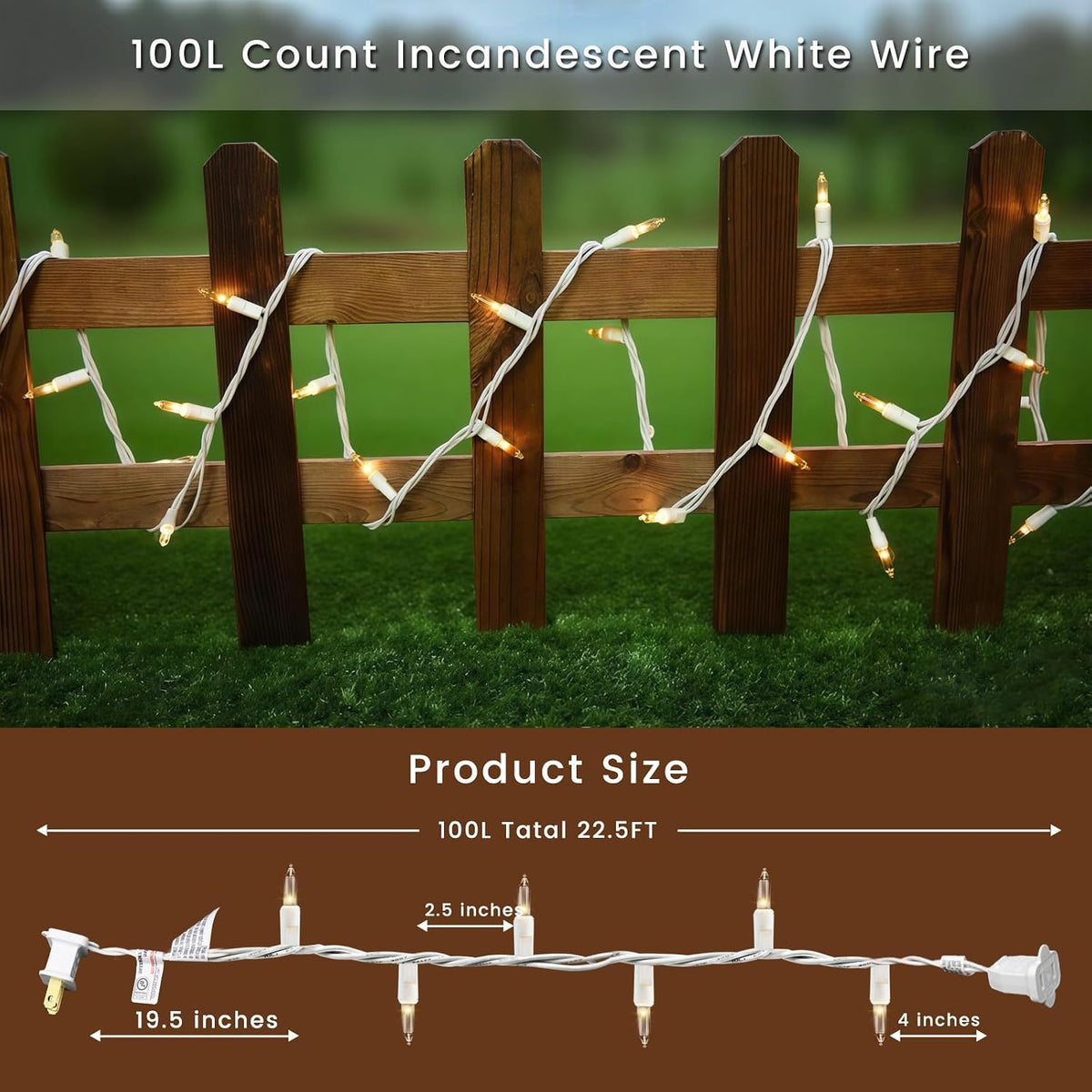 White Christmas Lights Indoor 100 Mini Incandescent String Lights