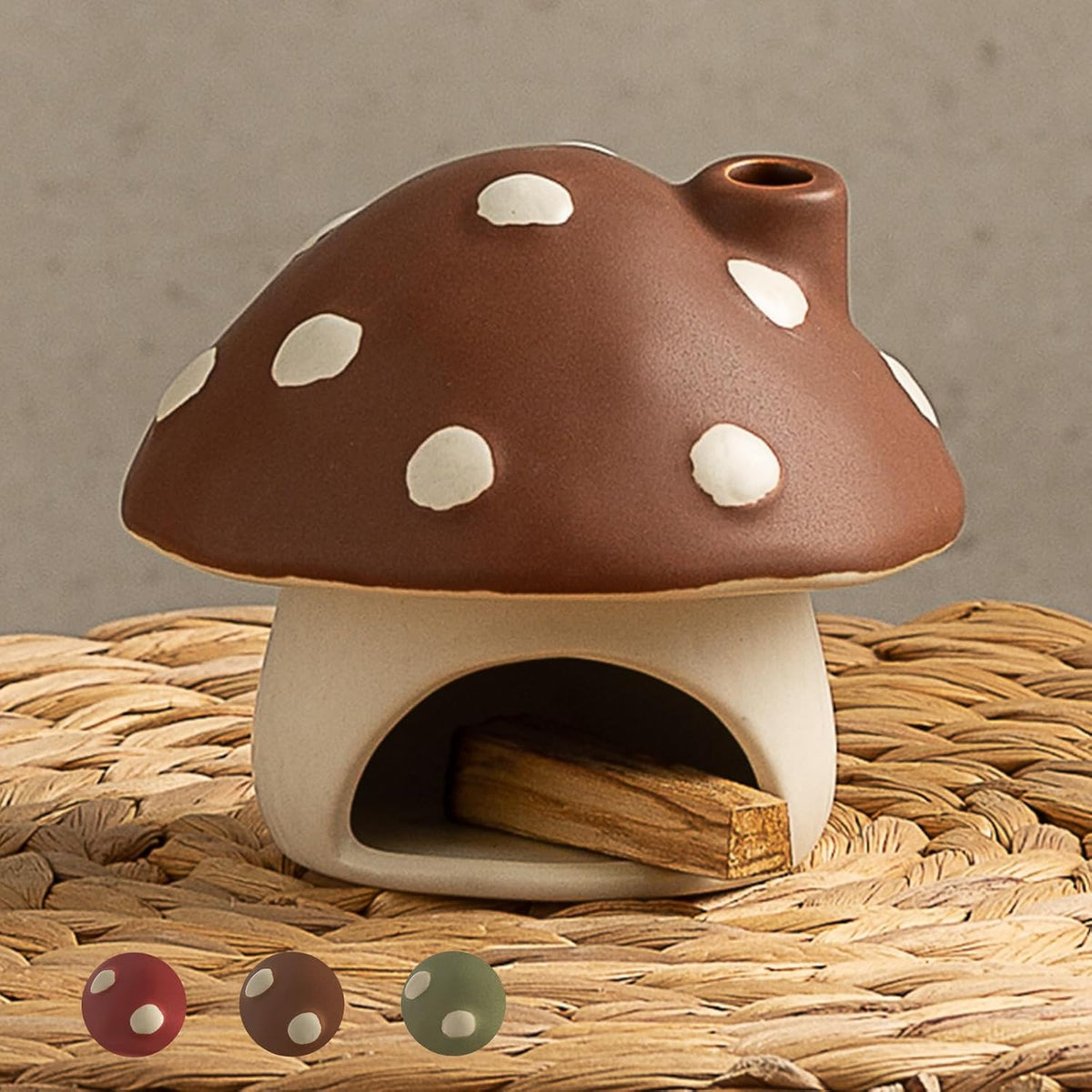 Ceramic Mushroom Incense Burner Palo Santo Sage Holder Home Decor