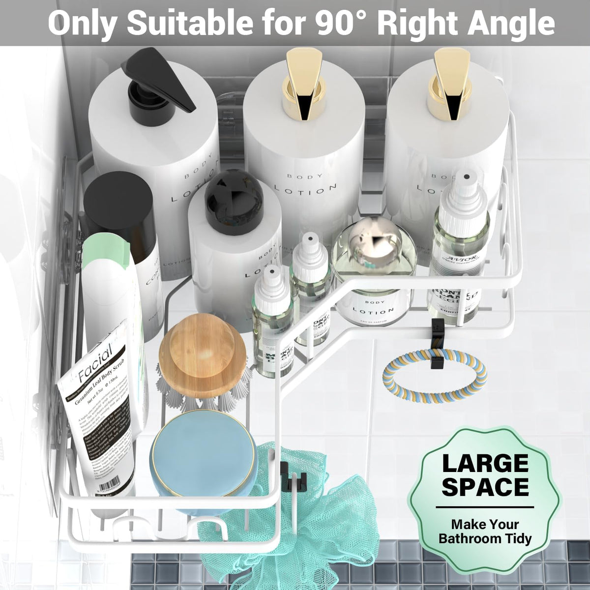 AKTECKE Corner Shower Caddy Bathroom Organizer Adhesive Shower Rack Bathtub Shelves- 3Pack No Drilling Shower Shelf For Inside Shower - Rustproof Bath Tub Organizer Caddy