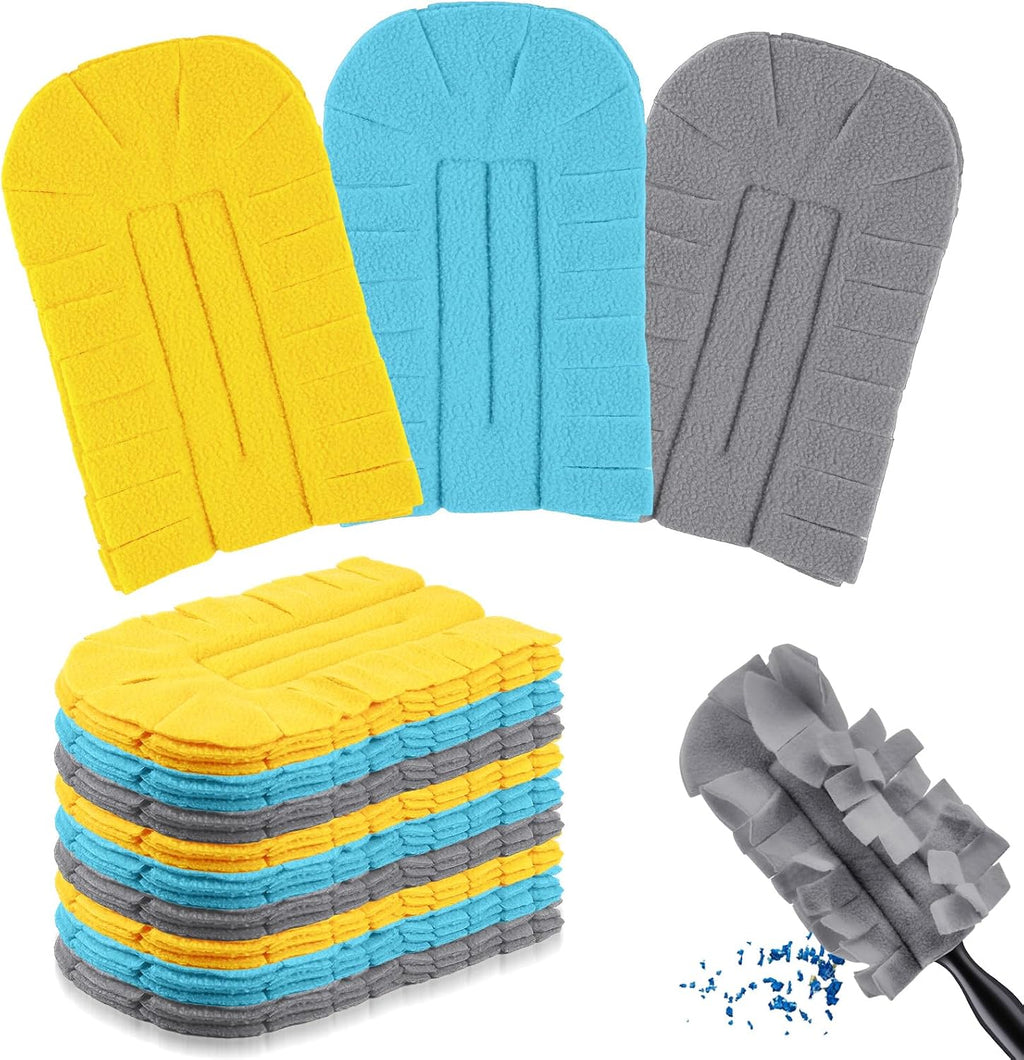 12 Pcs Reusable Duster Refills Washable Pads, Yellow,Grey, Turq