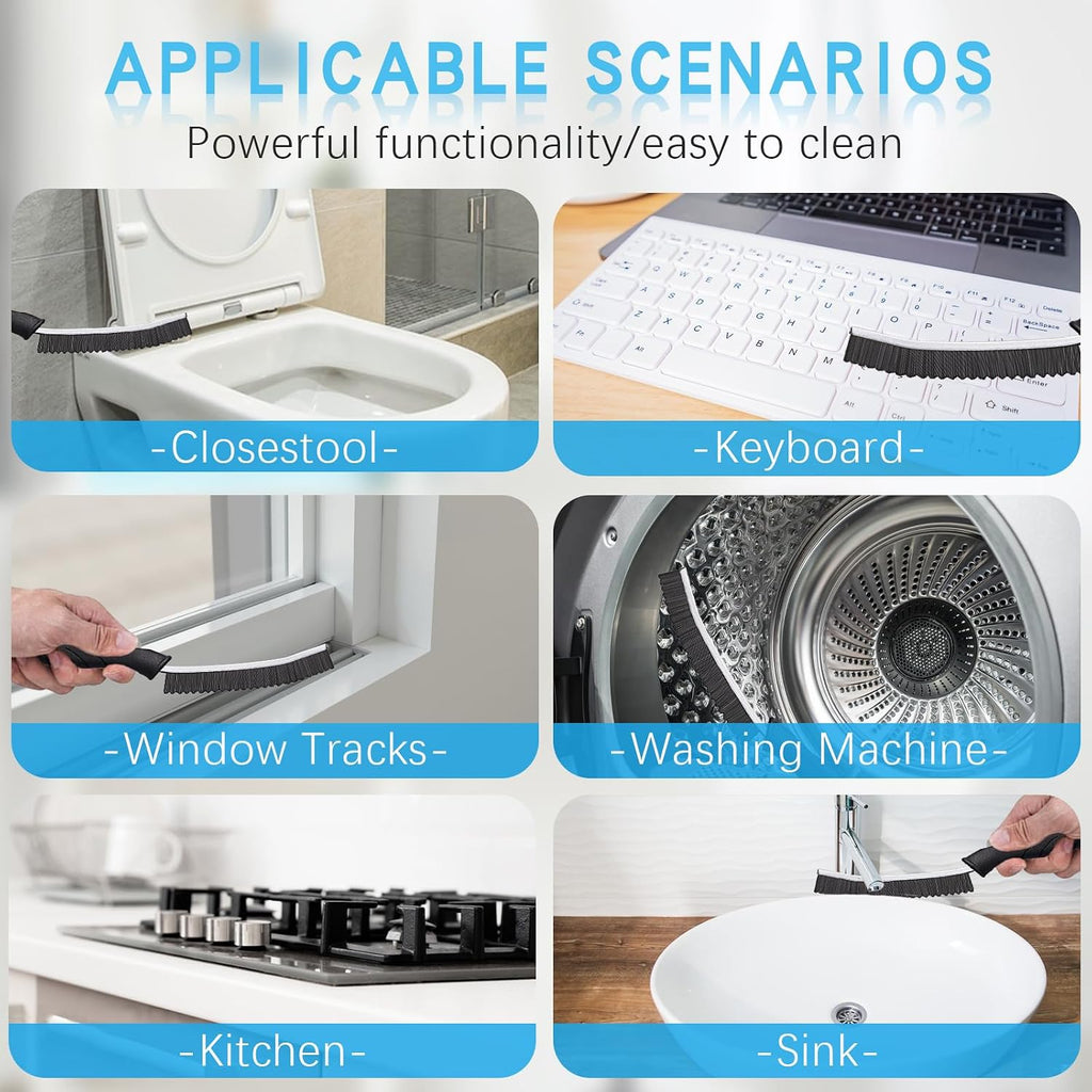 Magiware Hard Bristle Crevice Cleaning Brushes for Household Use - 2025 New Thin Scrub Brush Set, Small Cleaning Tool for Narrow Spaces, Kitchen,Toilet, Bathroom,Window, Faucets, Car Gaps (Model 1)