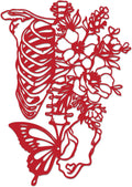 Rajukit Skull & Butterfly Wall Art, Gothic (Red)