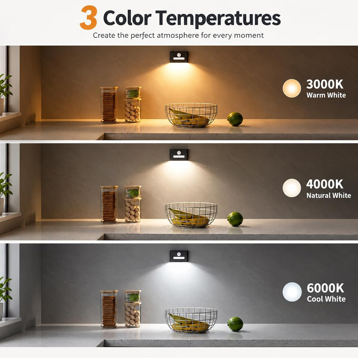 WOBSION Motion Sensor Night Light, Rechargeable Stick-On Wall Sconce