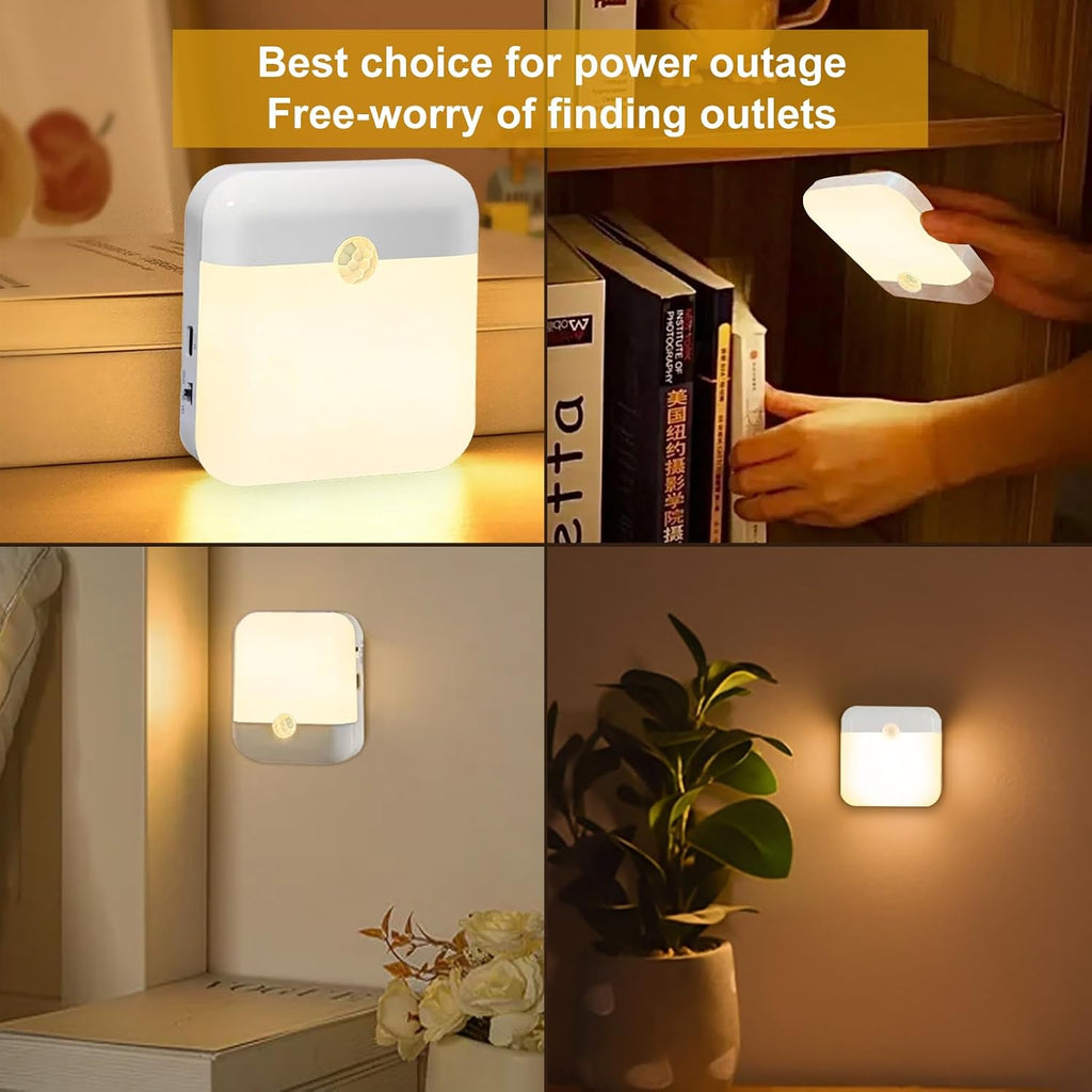 2 Pack Motion Sensor Night Light Rechargeable Battery Night Lights