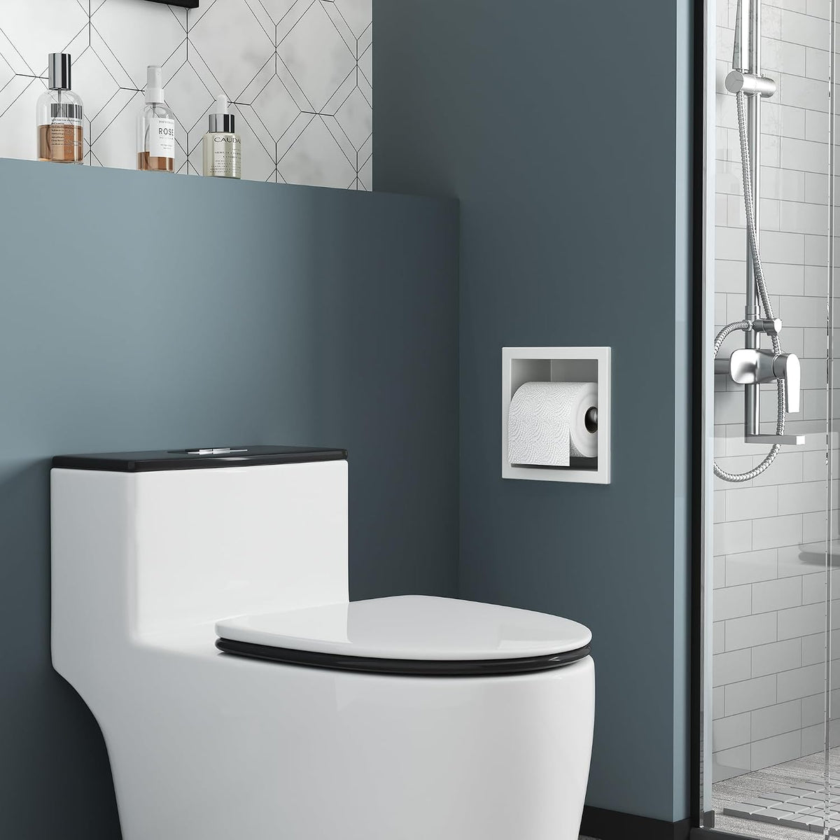 Neodrain White 304 Stainless Steel Recessed in Wall Toilet Paper Holder