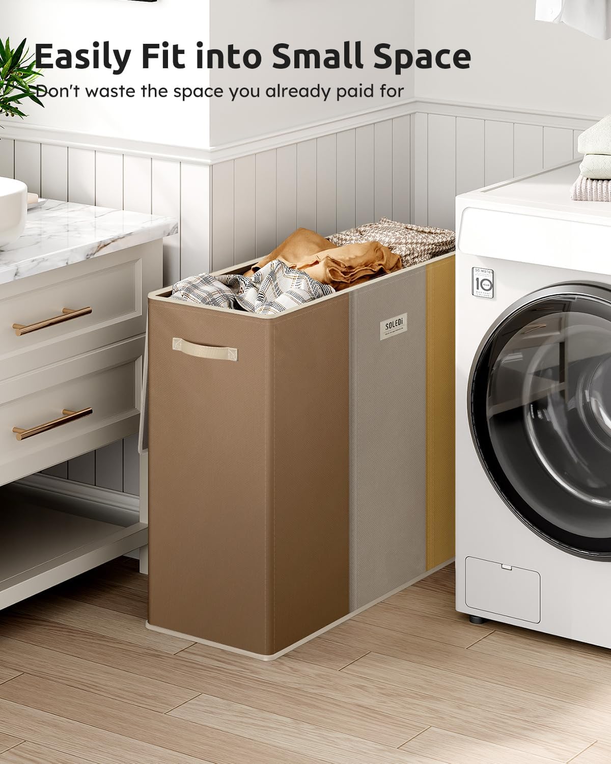 SOLEDI 180L 3-Section Laundry Hamper with Lid, Extra Large Dirty Clothes Basket with Sturdy Handles for Laundry Room & Bedroom - Durable Organizer for Sorting Laundry