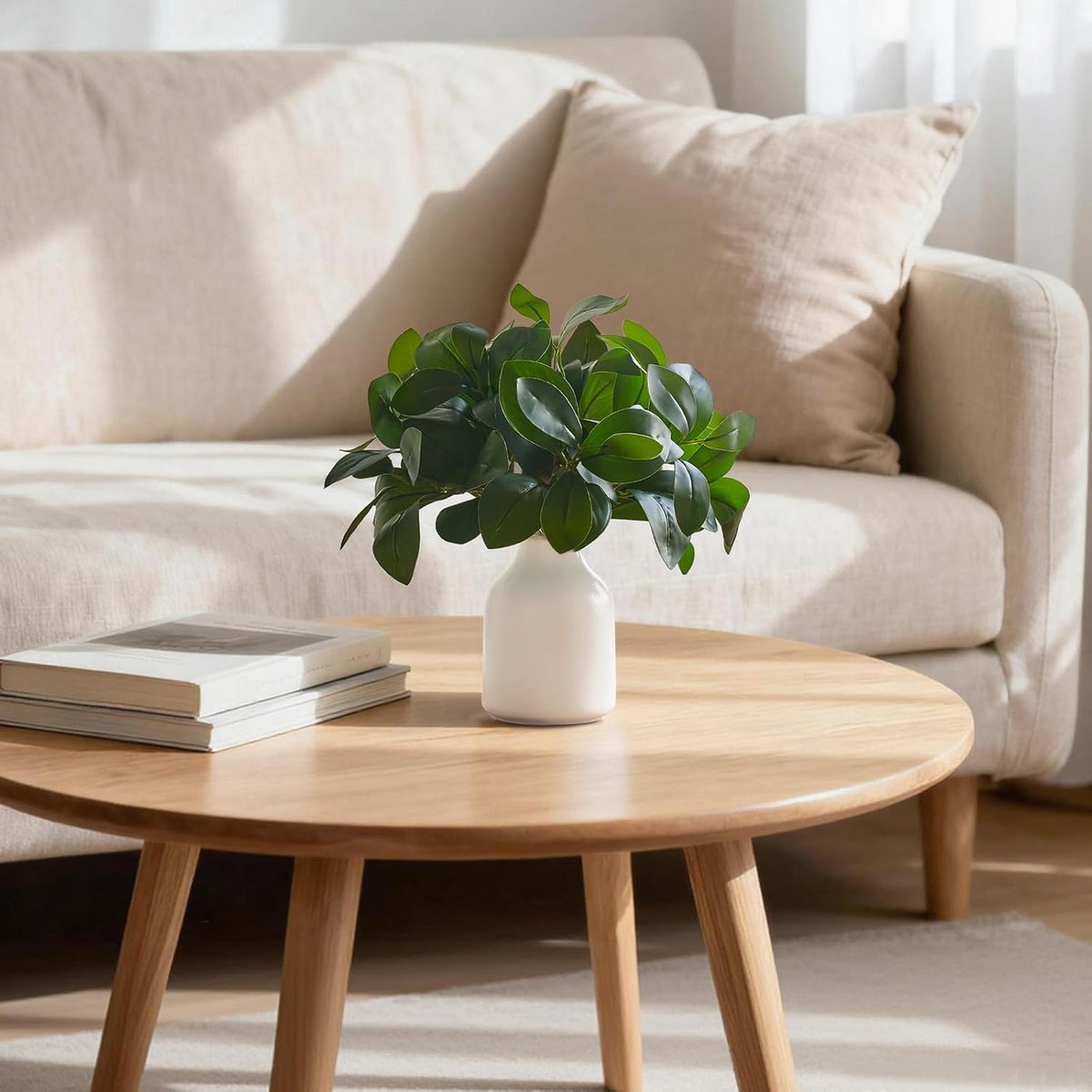 Dahey Fake Plants in Small White Vase for Table Decor Faux Plant Indoor