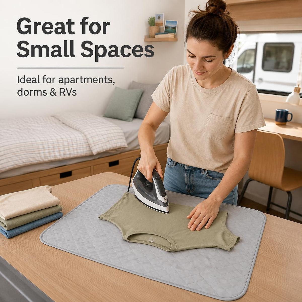Magnetic Ironing Mat for Washer Dryer, 18 x 31 Inch Quilted Ironing Pad