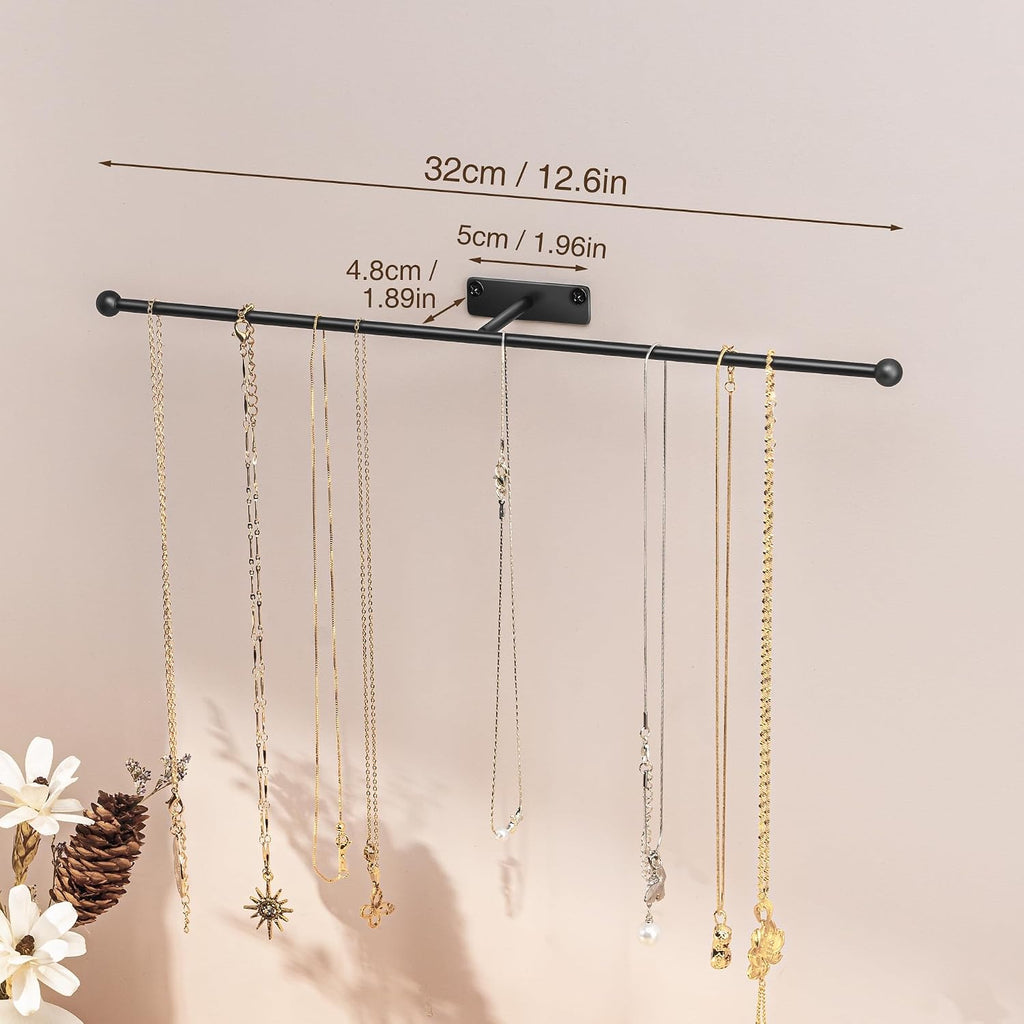 Wall Hanging Jewelry Organizer 12.6", Screw Included, Black 4-Pack