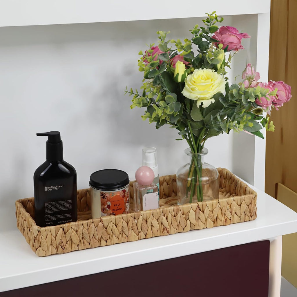 Water Hyacinth Bathroom Vanity Tray, 16.7 Inch