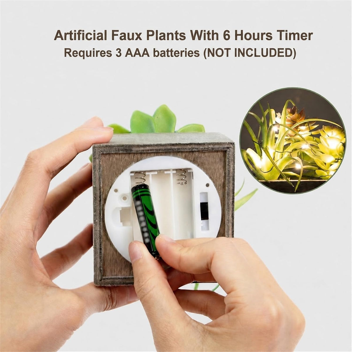 Artificial Plants Indoor with LED Lights, Small Fake Plants