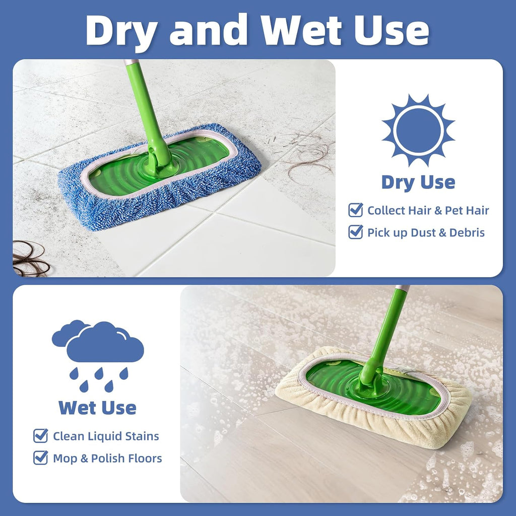 3 Pack Dual-Sided Reusable Mop Pads Fit for Swiffer Sweeper