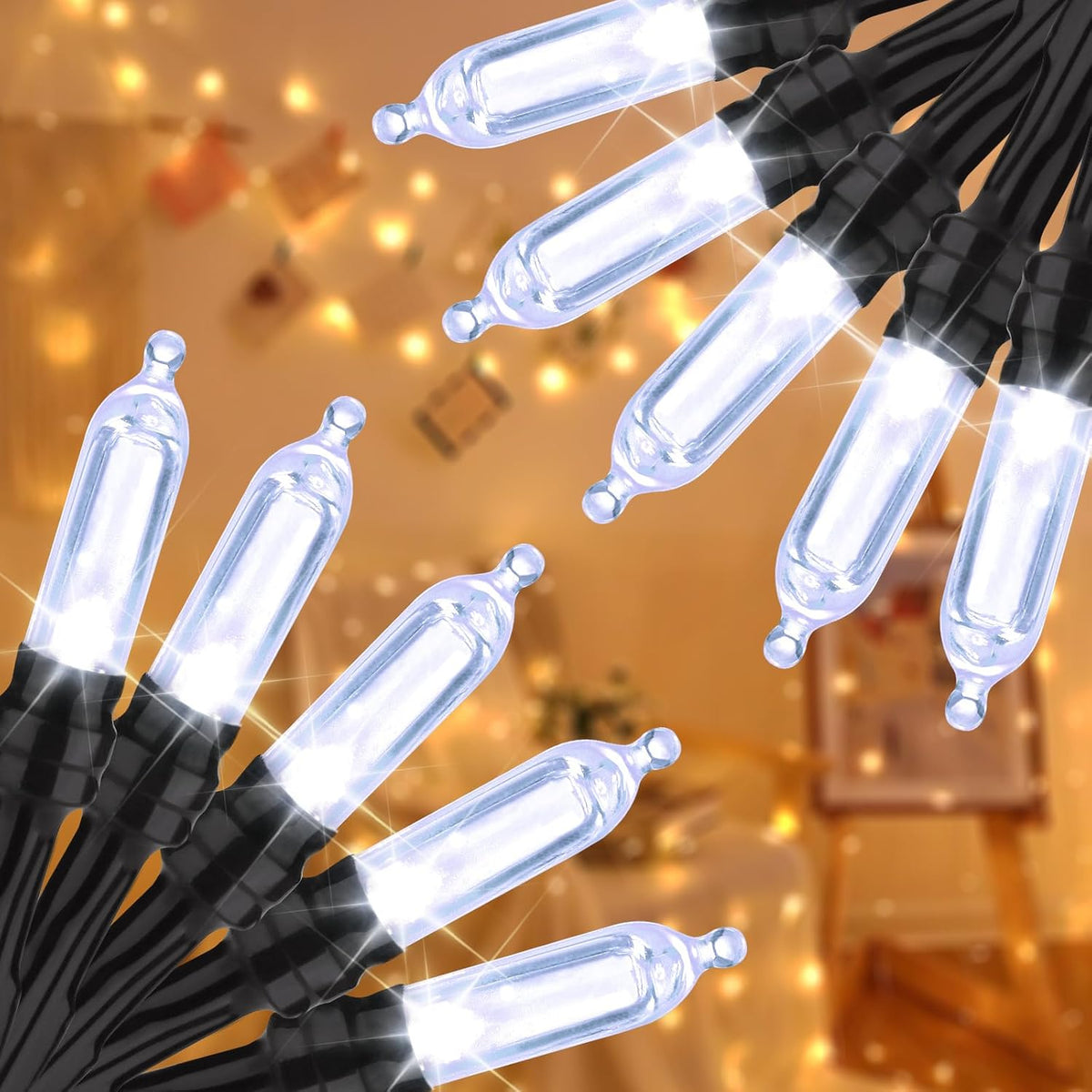 LYHOPE Battery Christmas Lights, 2Pack Total 66ft 200 LED Christmas Lights Waterproof 8 Modes Battery Operated String Light for Outdoor & Indoor, Xmas Tree, Wreaths, Holiday Decoration (Cool White)