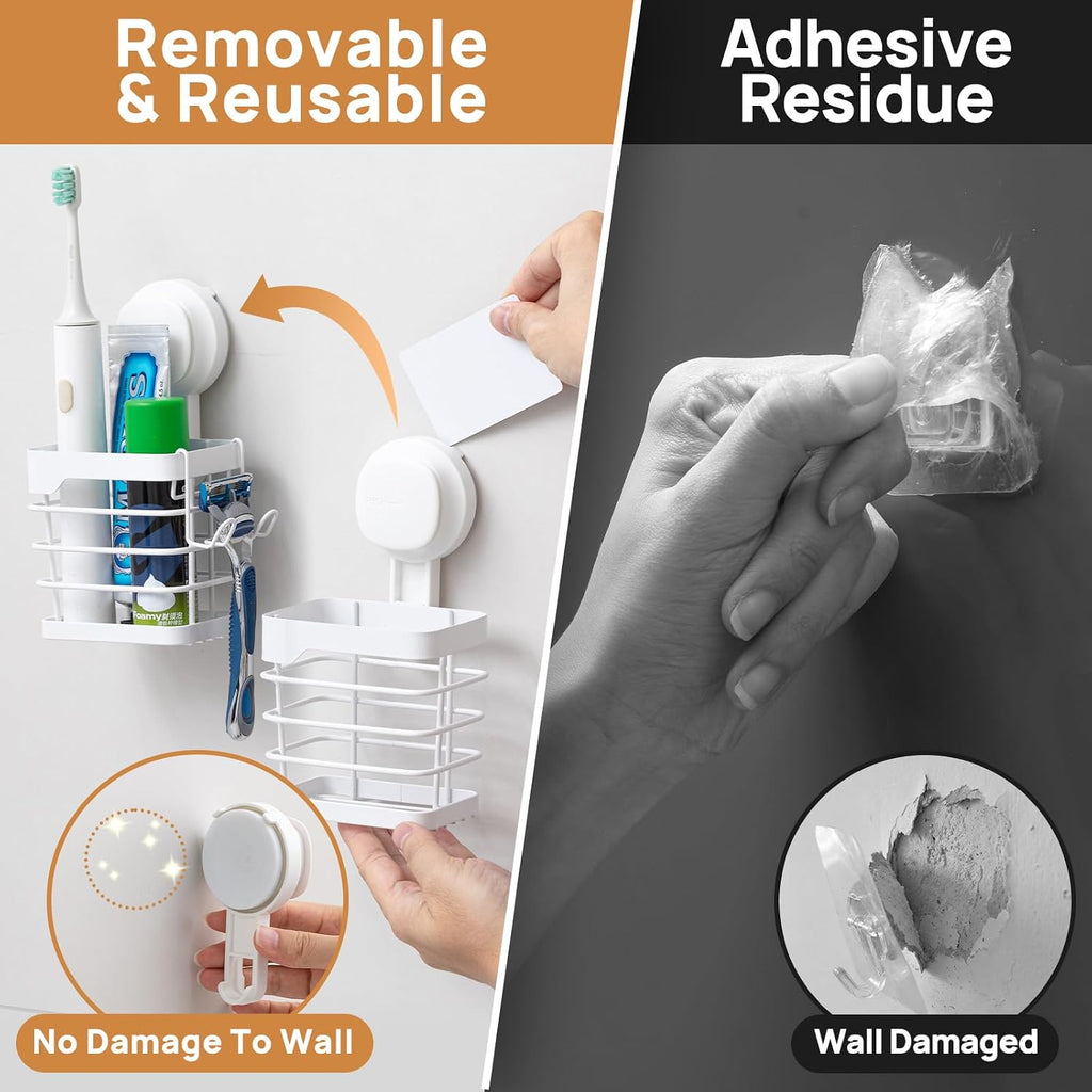 Upgraded Suction Cup Toothbrush Holder with Visible Safety Indicator, White