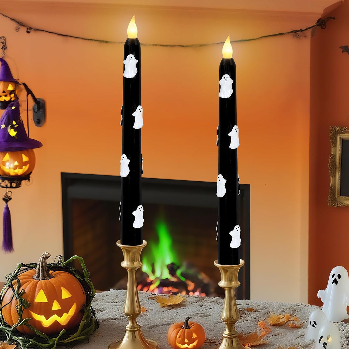 Impress Life Halloween Flameless Taper Candles with Remote