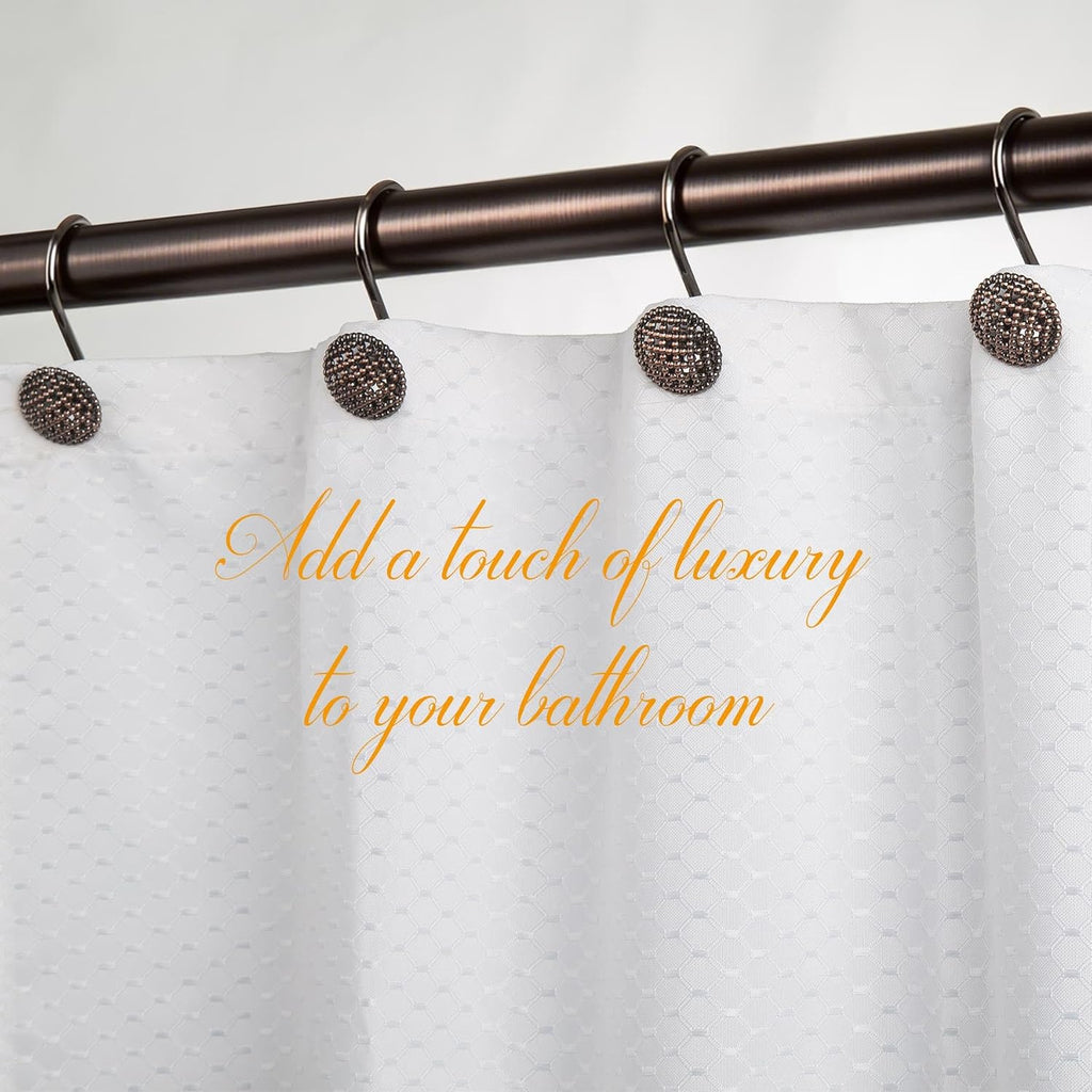 Pearlbee Bronze Shower Curtain Hooks, 12pcs,