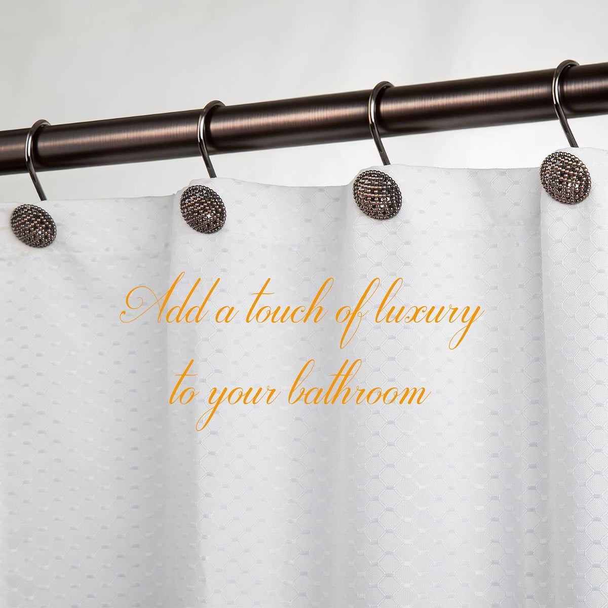 Pearlbee Bronze Shower Curtain Hooks, 12pcs,