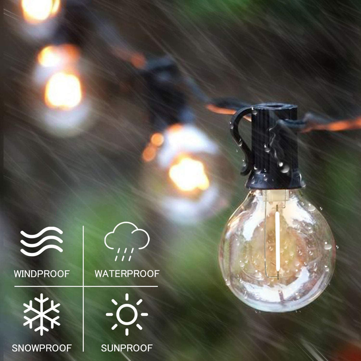 SUNTHIN 50 Pack G40 LED Bulbs, 1W LED Bulbs with E12 Base, 5 Watt Incandescent Bulbs Equivalent, Warm White 2700K, Replacement Bulbs for Globe String Lights, Indoor & Outdoor Use