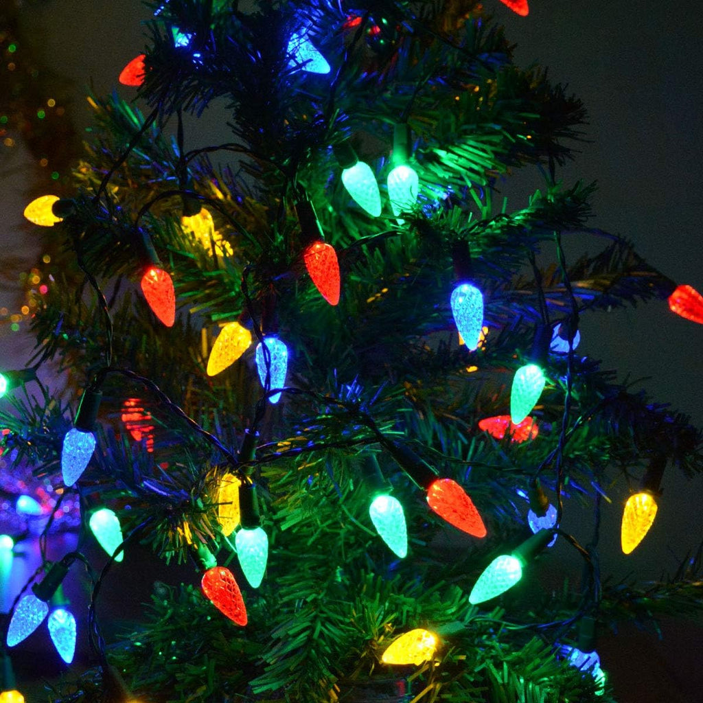 50 Counts Multi-Colored Led Christmas Lights, Battery Powered String Lights, Strawberry Shaped Fairy Lights for Christmas Wreath Garland Tree Decorations