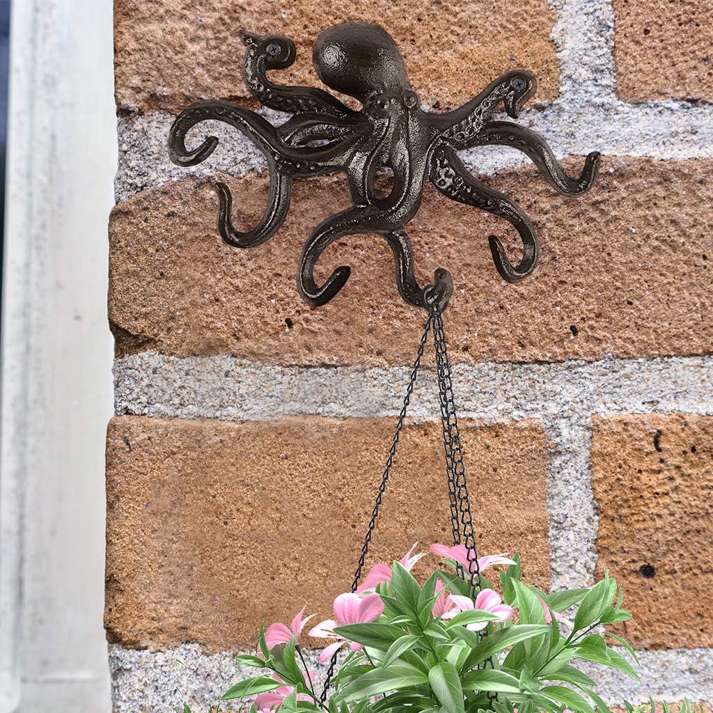 MDLUU Octopus Hook - Nautical Wall Key Holder, Antique Cast Iron Hook for Coat, Hand Towel, Bathrobe, Jacket