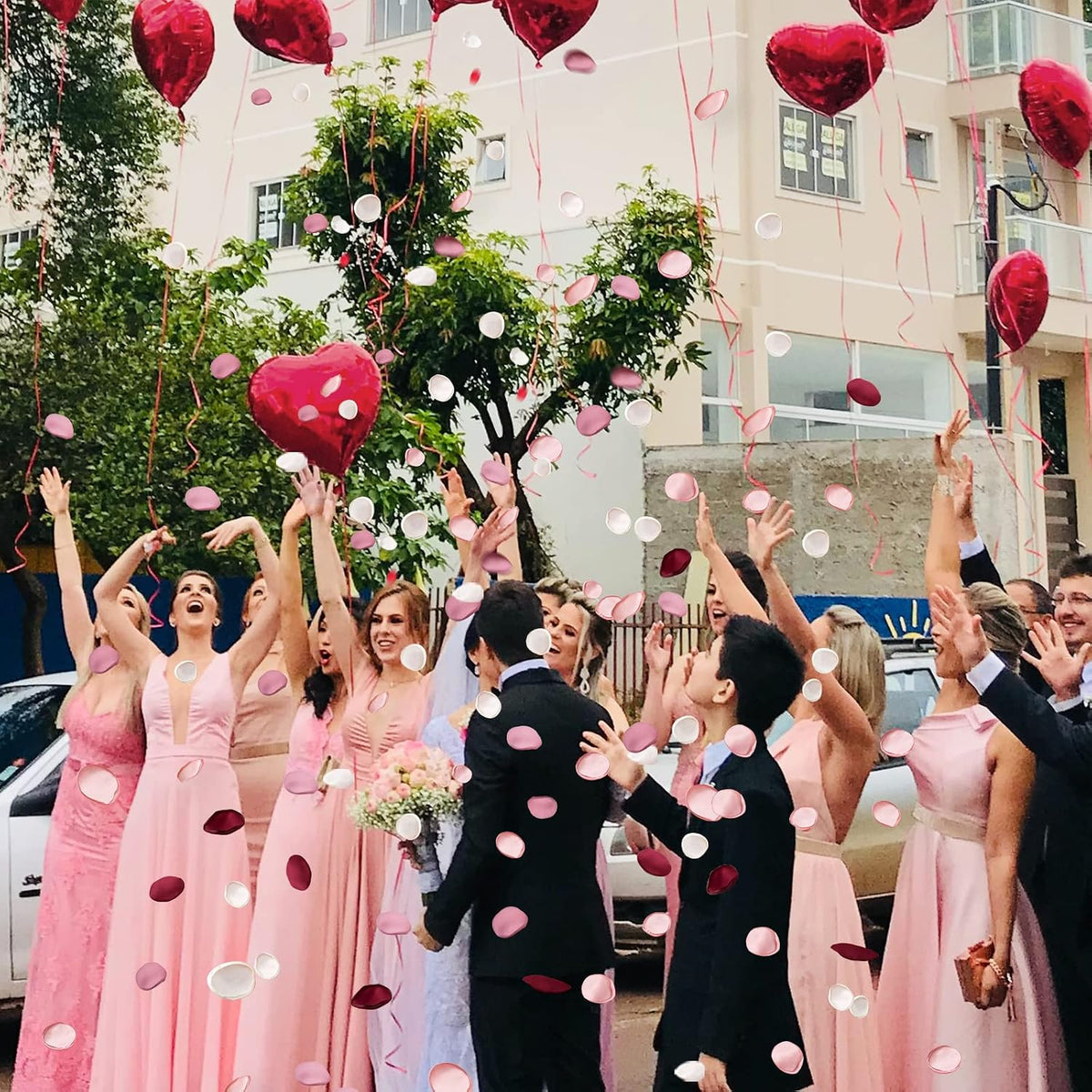 Serwalin 300pcs Silk Rose Petals Burgundy Pink Flower Petals for Wedding