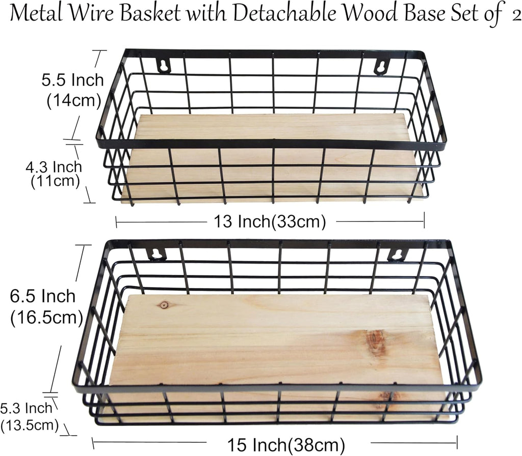 ShabbyDecor Metal Wire Basket for Kitchen Cabinets,Pantry,Bathroom,Set of 2