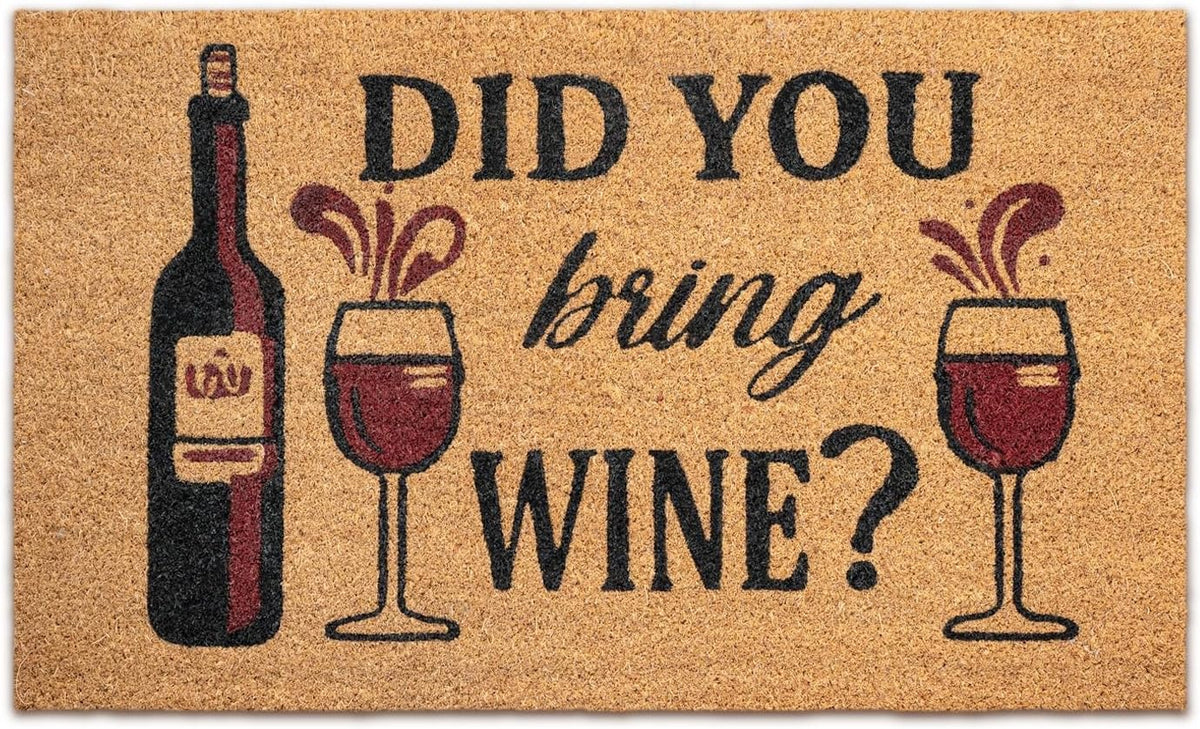 Funny Coir Door Mats Outside and Inside, Wine, 17 x 30 in