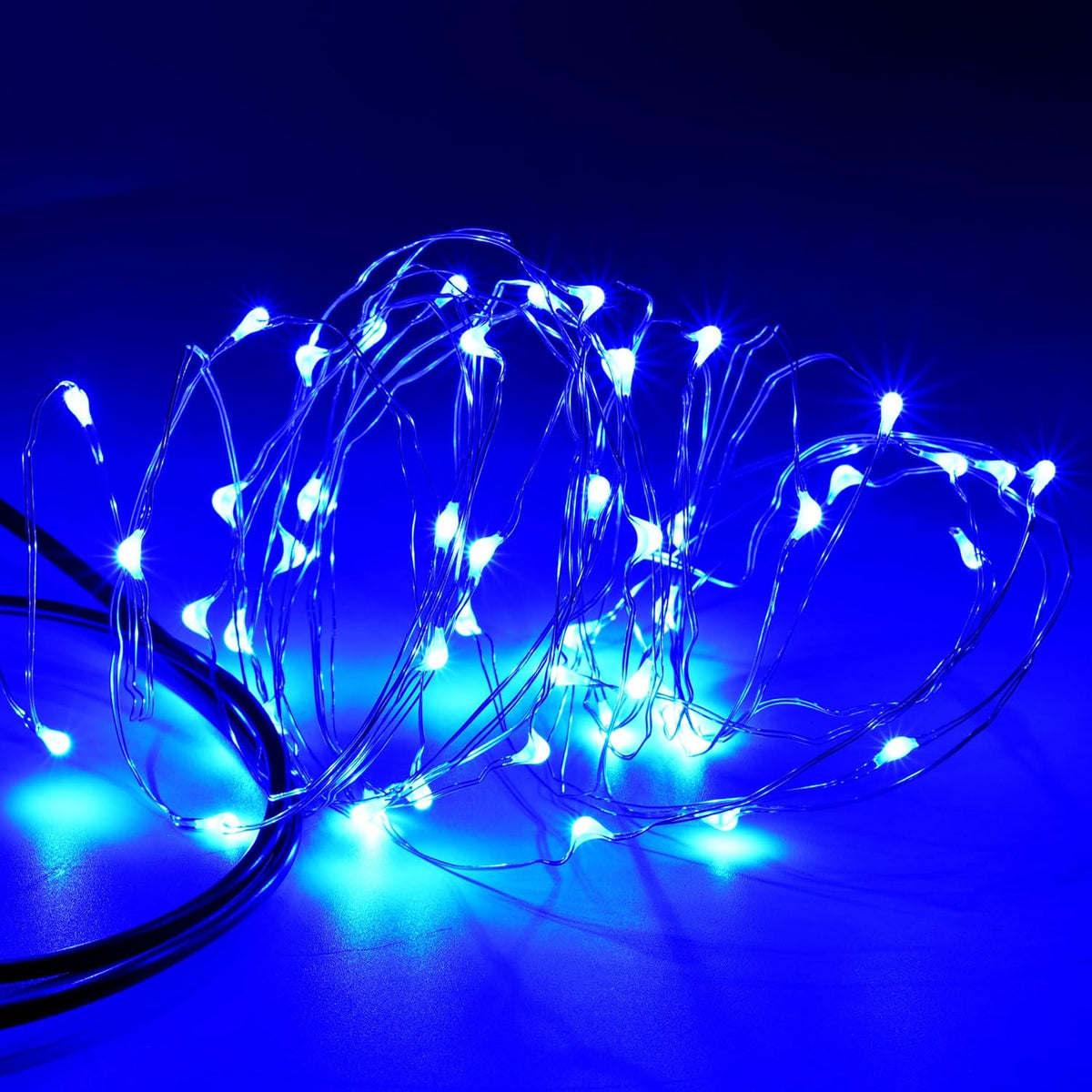 Karlling USB Plug in LED Fairy Lights,2 Packs of 50 LED Bulbs 16 Ft Silver Wire Waterproof Starry String Lights for Bedroom Patio Garden Party Wedding Commercial Lighting (Blue)