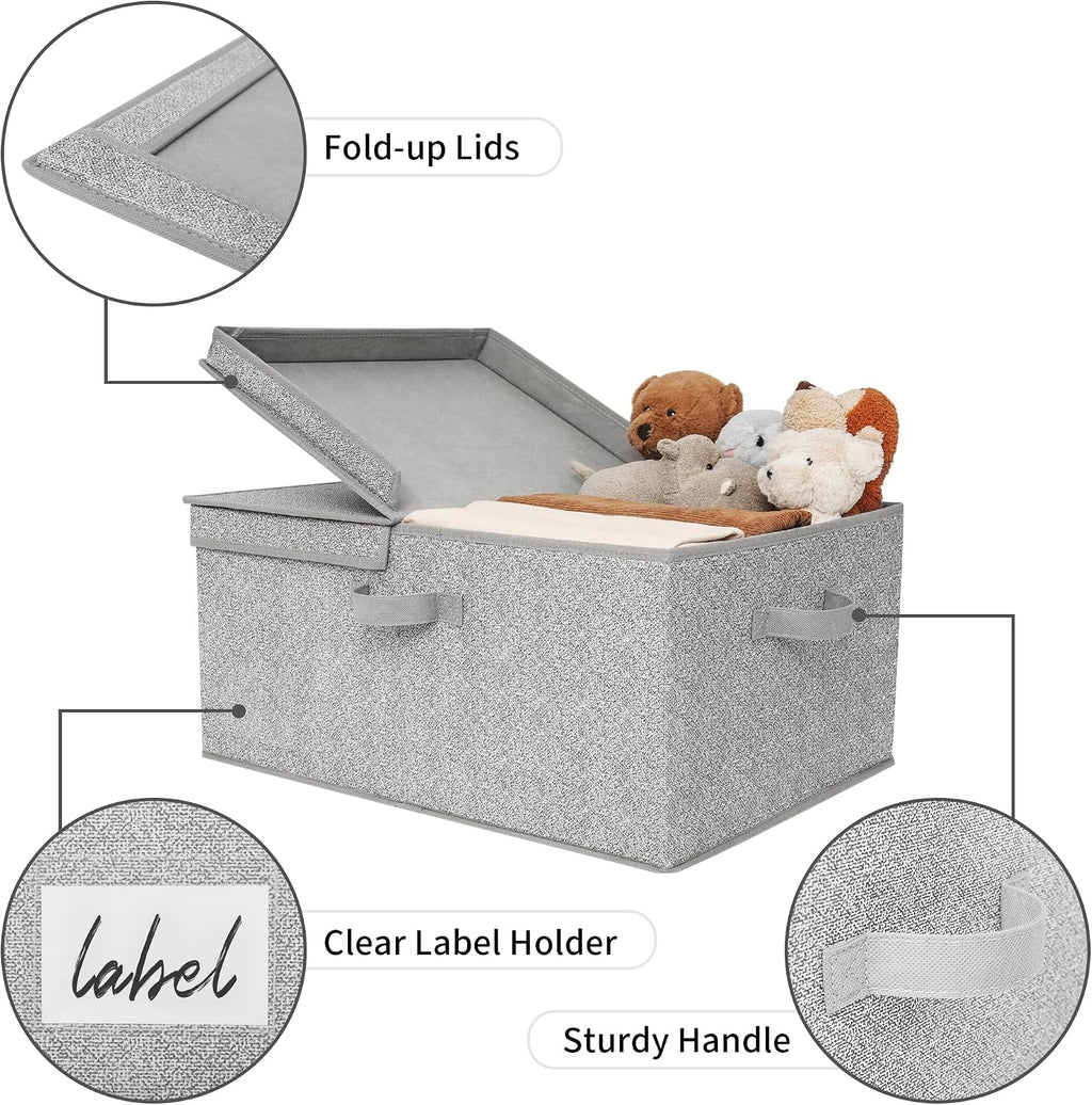 GRANNY SAYS Extra Large Storage Bins with Lids, Closet Bins, Ash Gray