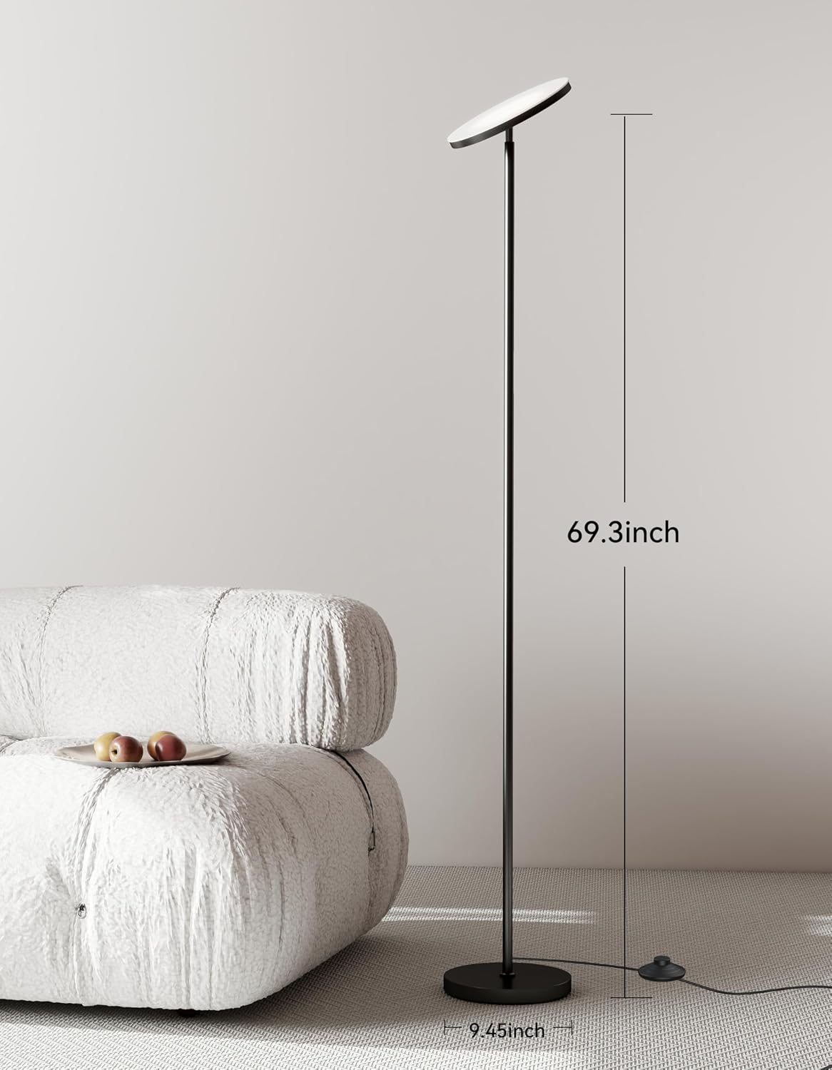 JOOFO LED Floor Lamp for Living Room, Torchiere Lamp with Compact Remote