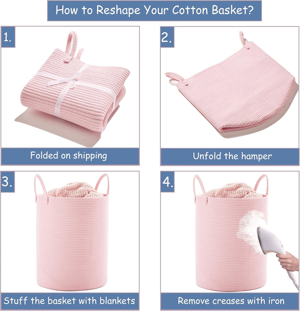 Pink Hamper Laundry Basket for Girls 80L Large Nursery Hamper