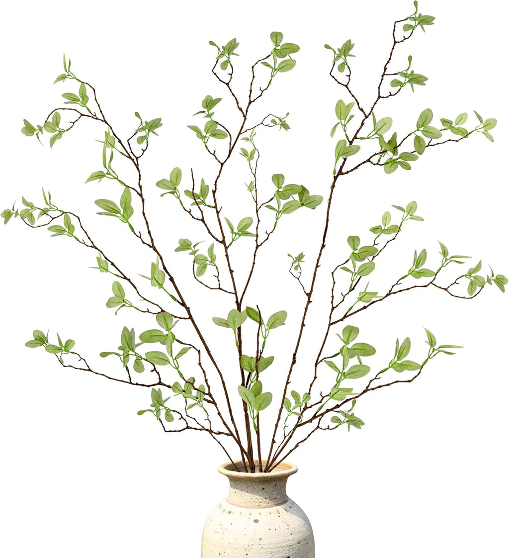 THAWAY 3 Pcs Artificial Eucalyptus Stems - 43 Inch Long Faux Eucalyptus Branches for Tall Vase Filler, Realistic Greenery Stems Fake Silk Leaves for Home Table Farmhouse Wedding Decor