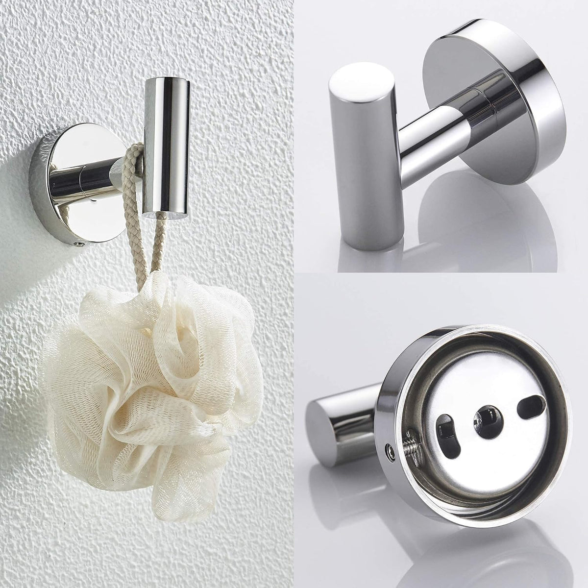 MARMOLUX ACC Bathroom Hardware Set Towel Racks 4 Pieces Hand Towel Ring Holder-Toilet Paper Holder-Towel Hook-Towel Bar Heavy Duty Wall Mount Bathroom Accessories SUS 304 Stainless Steel Mirror Finish