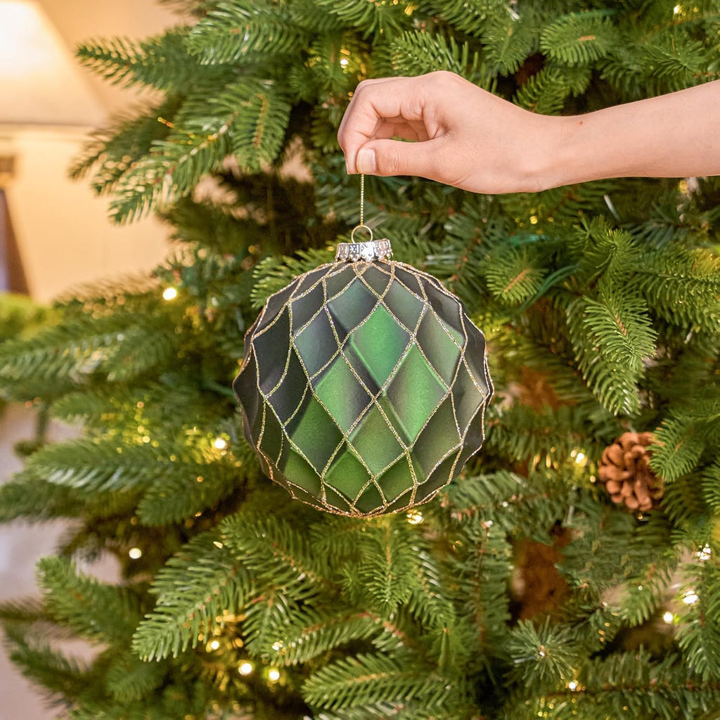 JORNOY Christmas Balls Ornaments Set, 6 inch/150mm Extra Large Shatterproof Plastic Hanging Bulbs for Xmas Tree Decorations Holiday Party with String, 4 Pack-Earth Tone