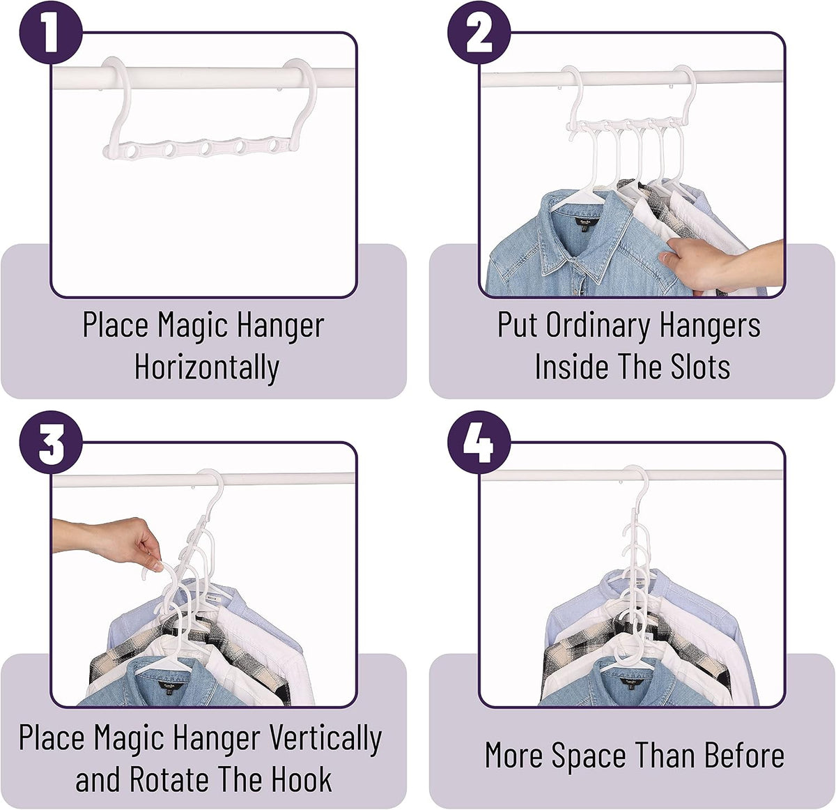 Mr. Pen- Bulk Space Saving Hangers for Clothes, 24 pcs, 5 Slots, Plastic