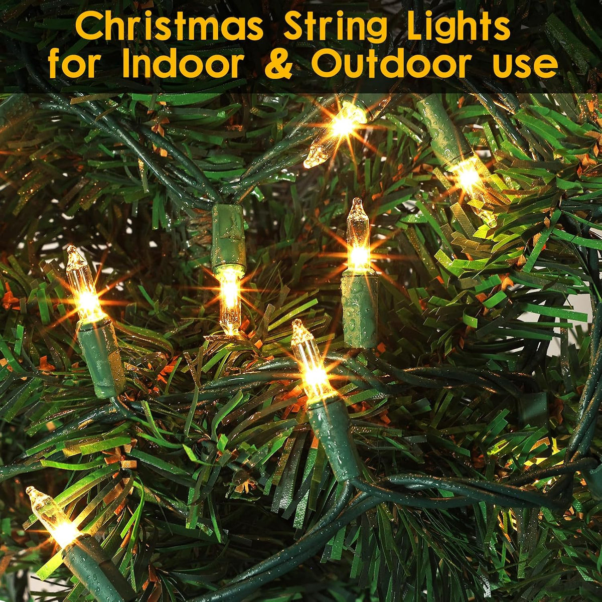 TIGOMOOV 100 Count Mini Warm White Christmas String Lights, 21FT Green Wire Incandescent Xmas Lights, UL Certified Plug in Connectable, Christmas Tree Lights for Indoor Outdoor Wreath Patio Yard Decor