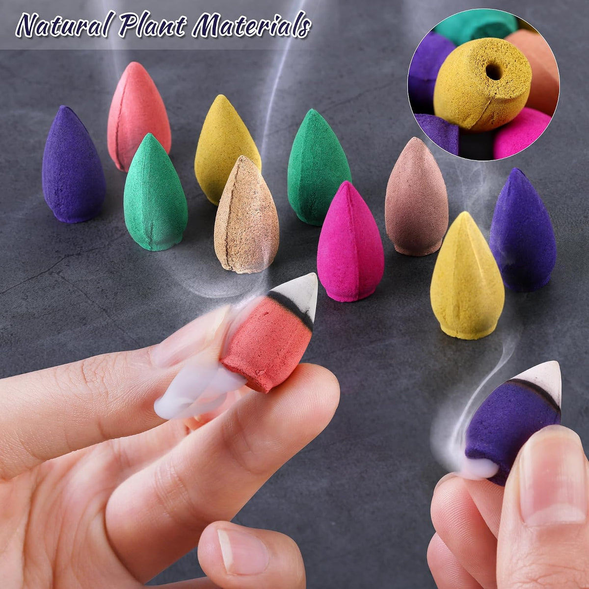 Aodaer 450 Colorful Natural Scents Waterfall Incense Cones for Backflow Incense Burner Holder - Natural Meditation and Yoga Gift