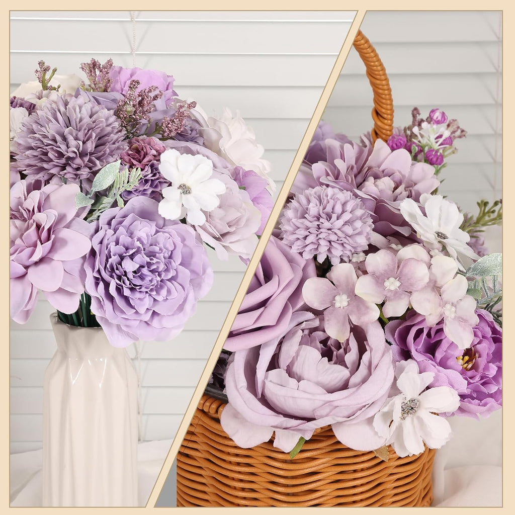 26PCS Artificial Flowers, Fake Roses Box Combo Set for DIY Decor