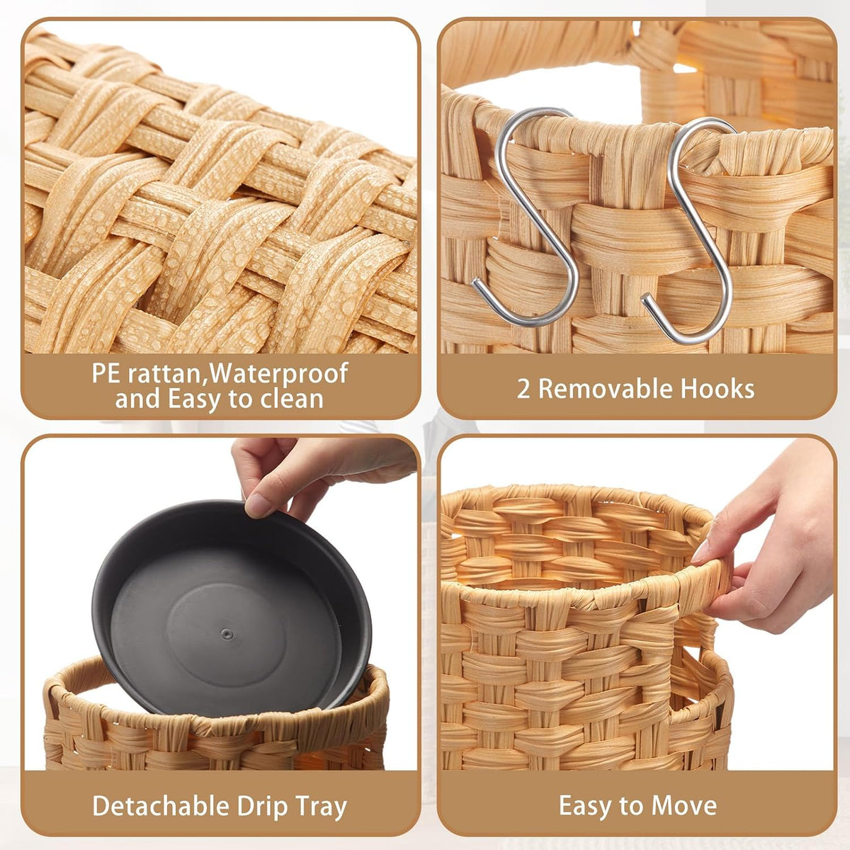 Lounsweer 20.8" H Extra Tall Rattan Umbrella Stand, Hand Woven Organizer