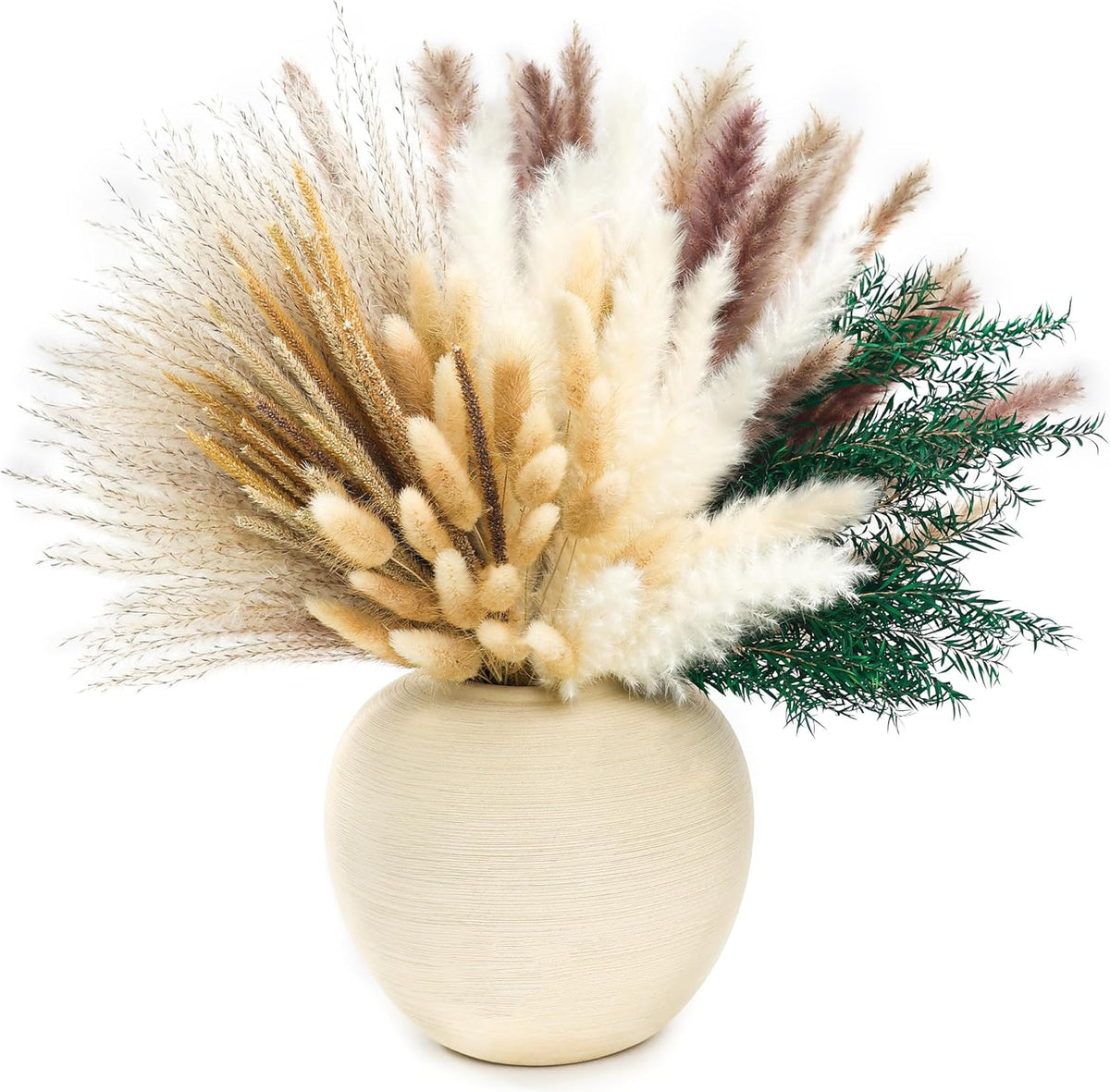 xin's convey 100 PCS Pampas Grass (Vase Not Included), Dried Flowers Bouquets, Wedding Table Decor, Bedroom, Rustic Farm Decor.(Green)