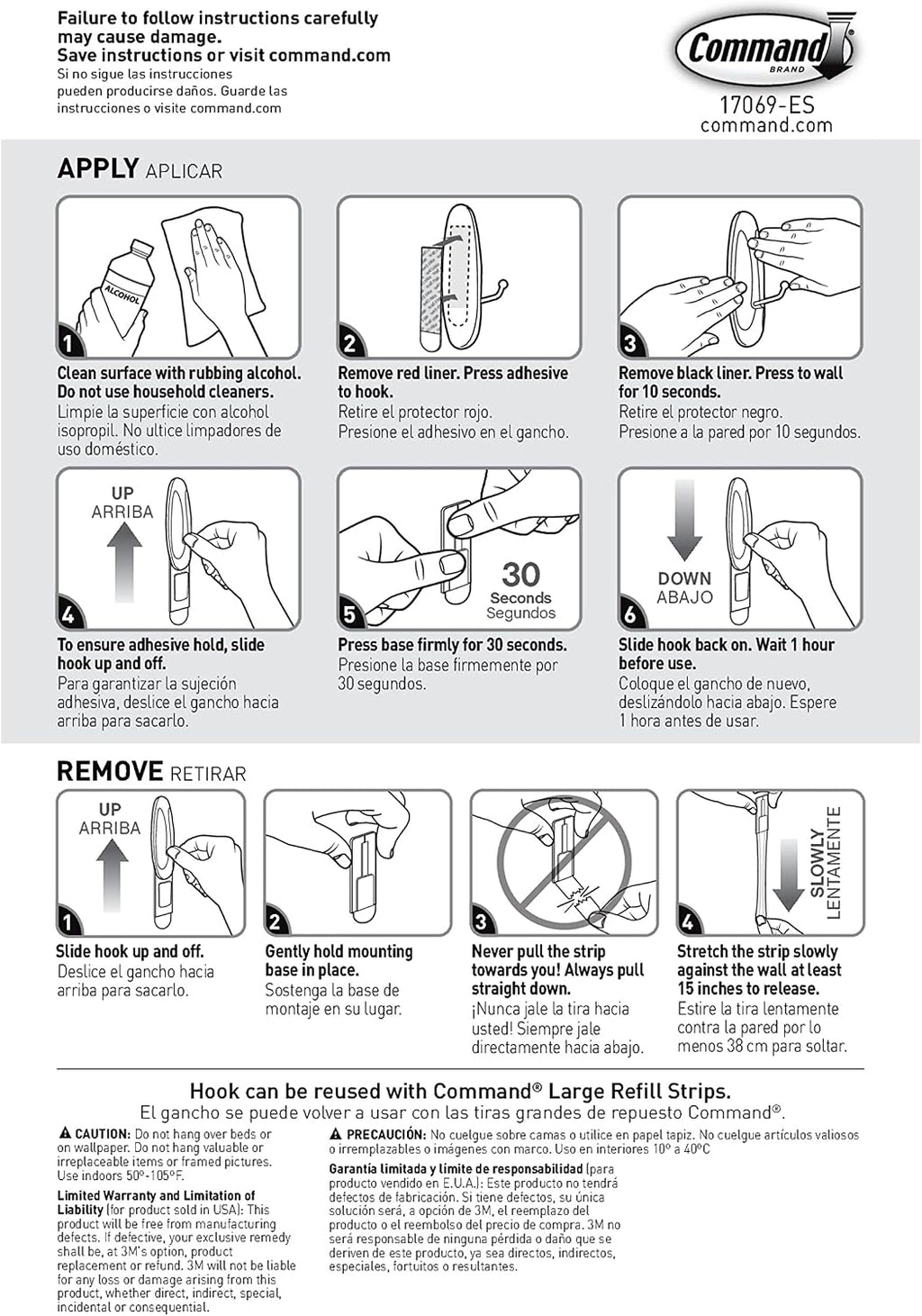 Command Large Wire Hooks, White, 14 Hooks, 24 Strips/Pack