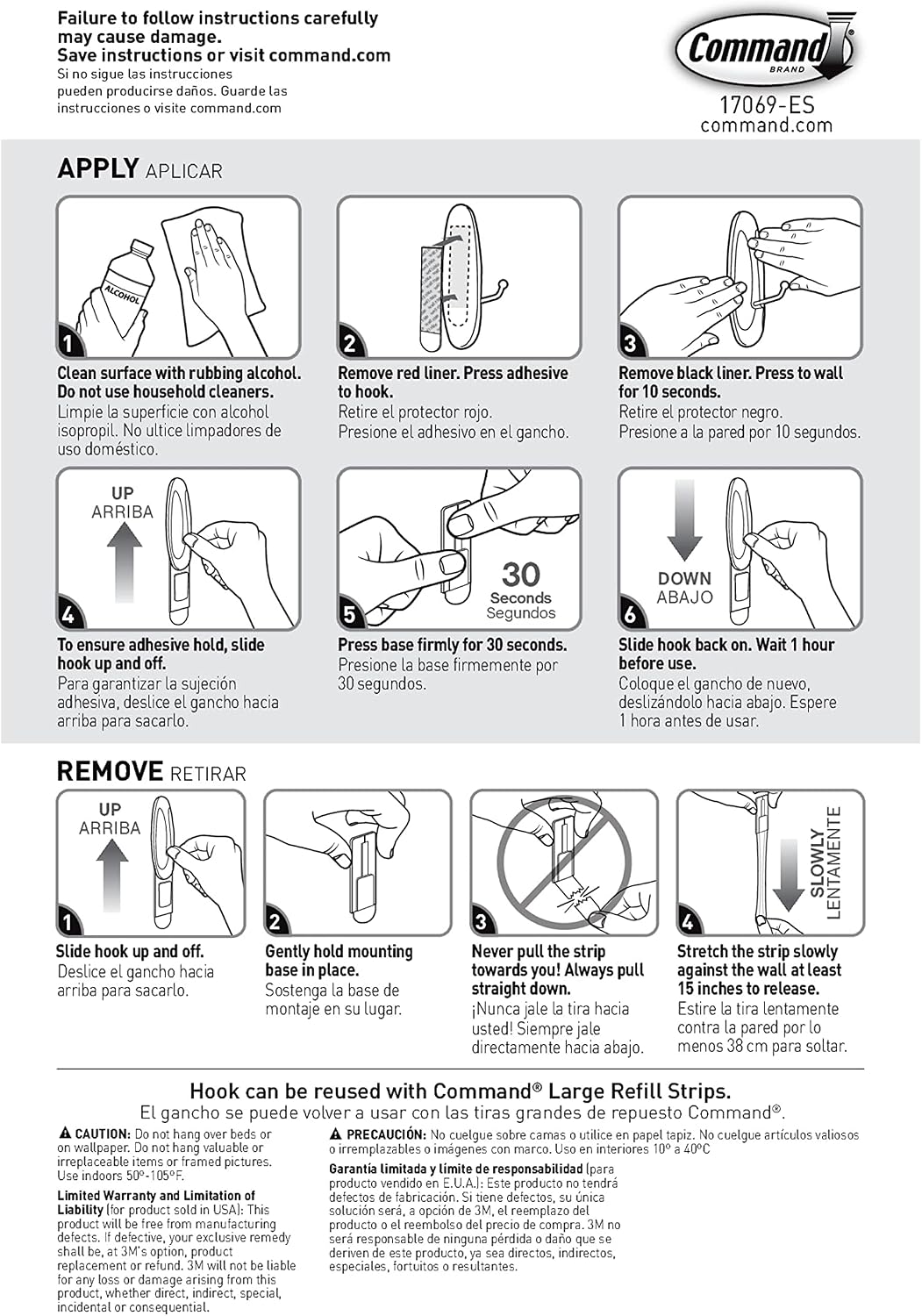 Command Large Wire Hooks, White, 14 Hooks, 24 Strips/Pack