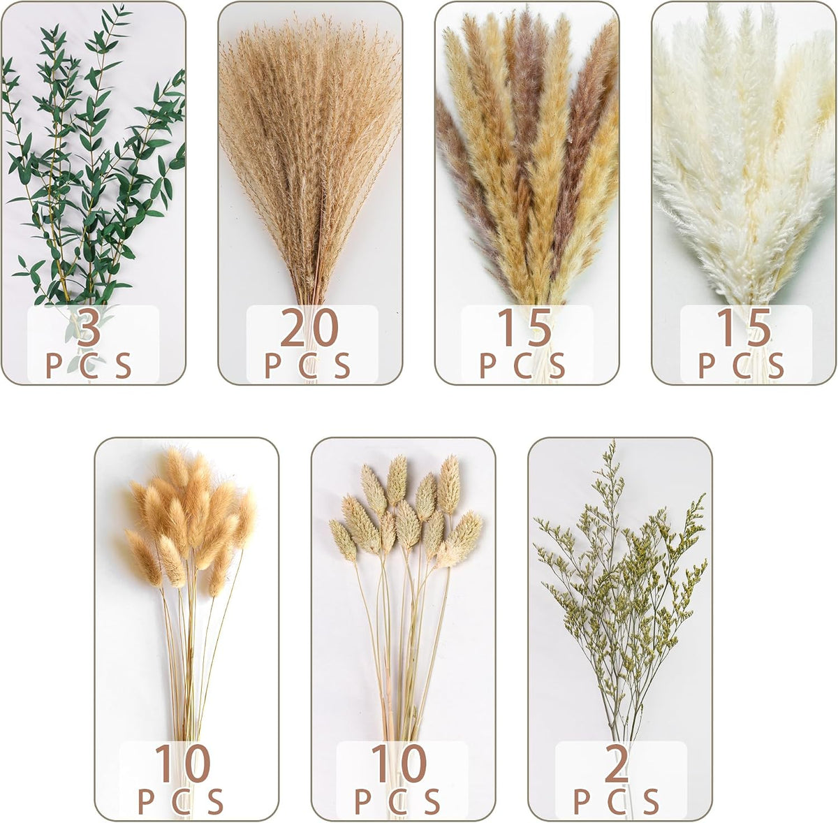 Green Pampas Grass Bouquet – Boho Home & Wedding Floral Arrangements – Dried Pampas Grass Decor for Living Room, Fireplace, and Modern Farmhouse