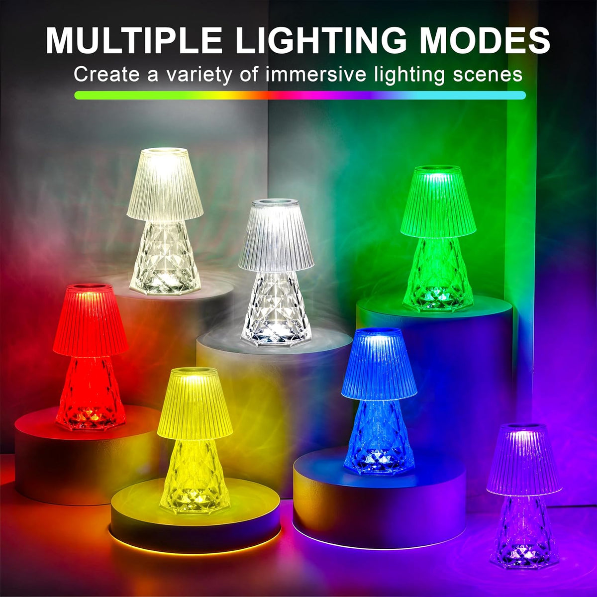 Waterproof Shower Lamp for Inside Shower Crystal Rechargeable RGB Dimmable