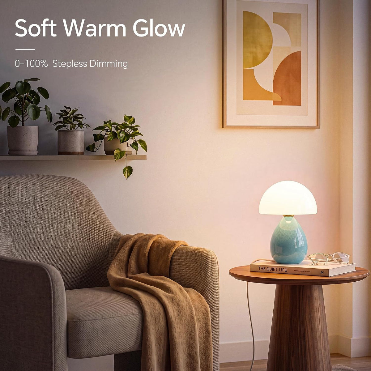Dawnwake Mushroom Lamp Table Lamp for Bedroom-Small Desk Table Lamps,Blue