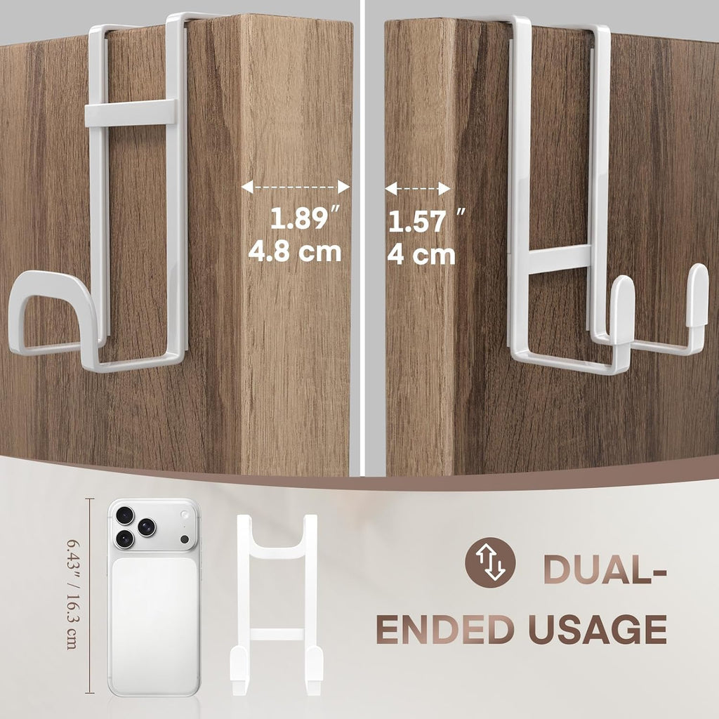 FYY 2 Packs Over The Door Hooks, Heavy Duty Door Hanger Hook, No Drill Wall Hooks for Hanging Coat, Towel, Bag in Bathroom, Closet Fits Most Doors Up to 1-7/8" Thickness （White）