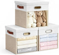 13x13 Inch Ultra Thick Fabric Storage Bins with Lids & Windows, 3P
