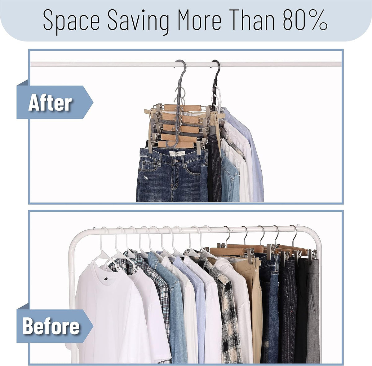 Mr. Pen- Space Saving Hangers for Clothes, 12 pcs, 4, Plastic Multi Clothes Hangers Space Saving, 5 Slots, 360° Rotating Hooks